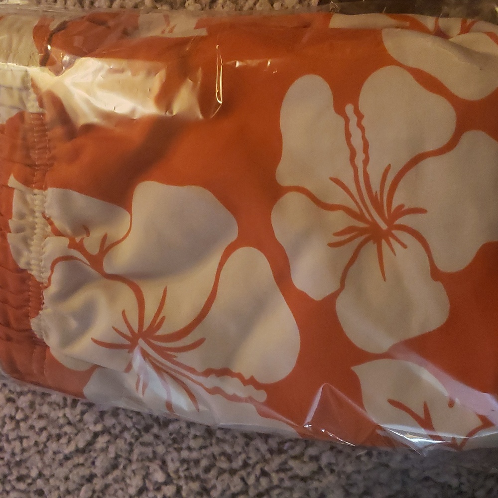 Sonoma Vibrant Orange Swim Trunks Hawaiian Orange Floral Flowers Excellent Large - Picture 15 of 15